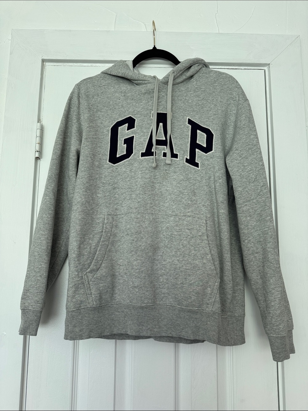 GAP Light Gray Pullover Hoodie with Navy Logo